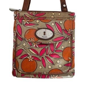 Y2K Fossil Keyper Crossbody Bag Tropical Print Flap Whimsical Retro Citrus 2000s